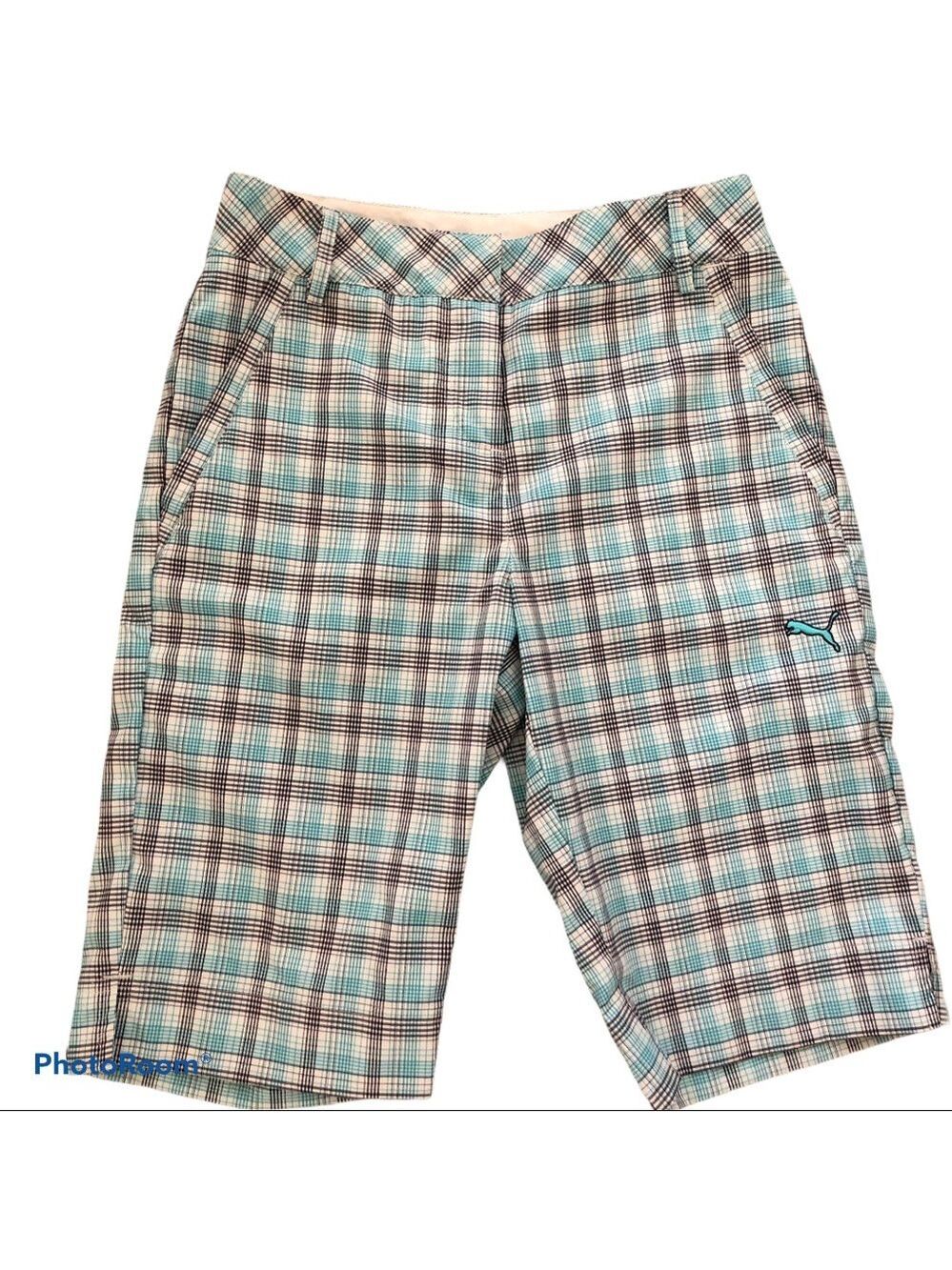 Puma White Plaid Bermuda Golf Shorts Size 0
